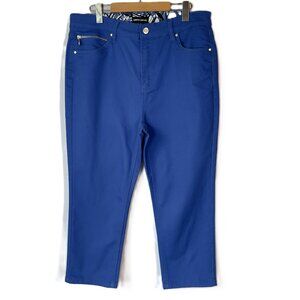 SIMON CHANG BOLD Royal Blue Cropped Jeans: Edgy, Elegant, & Flattering! Size 12